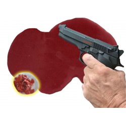 Pistolet factice  Beretta avec plaie impact par balle et flaque de sang M